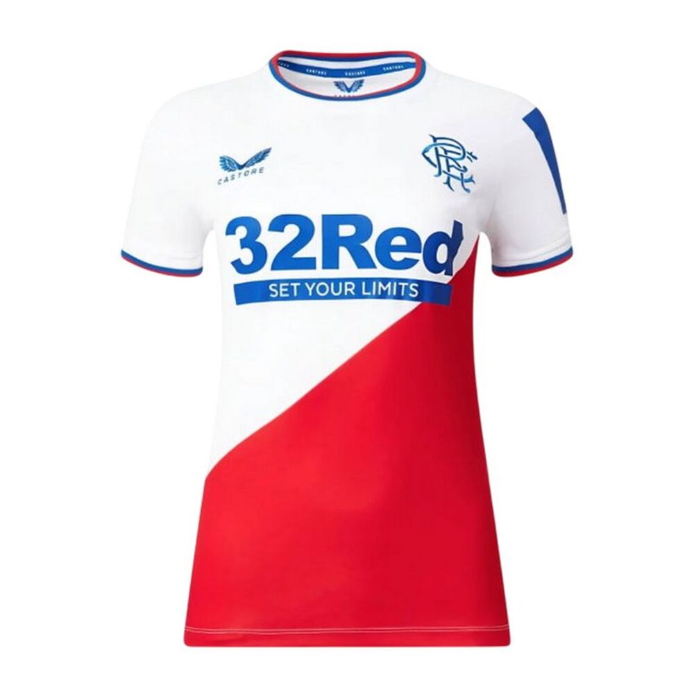 Castore Womens/Ladies 2023 Rangers FC Away Shirt / White/Red